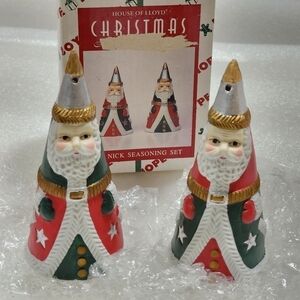 House of Lloyd Santa Seasoning Set Christmas Holiday Salt and Pepper shakers